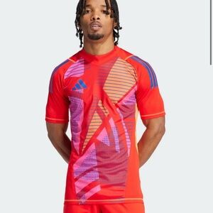 adidas Men's Red Athletic Graphic Jersey with Blue Accents